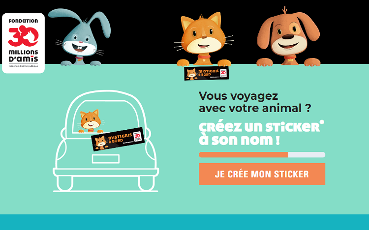Bon plan: Gratuit : sticker « animal à bord » personnalisé au nom de votre animal 