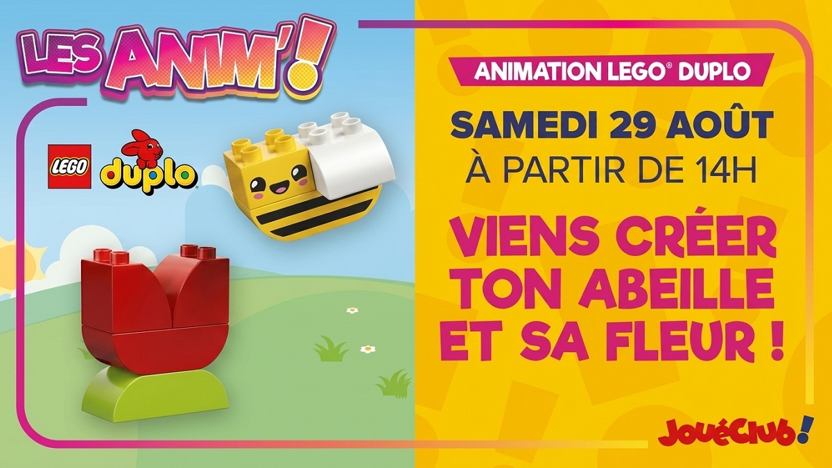 Bon plan: Atelier LEGO DUPLO gratuit chez JouéClub le 29 août : votre abeille offerte