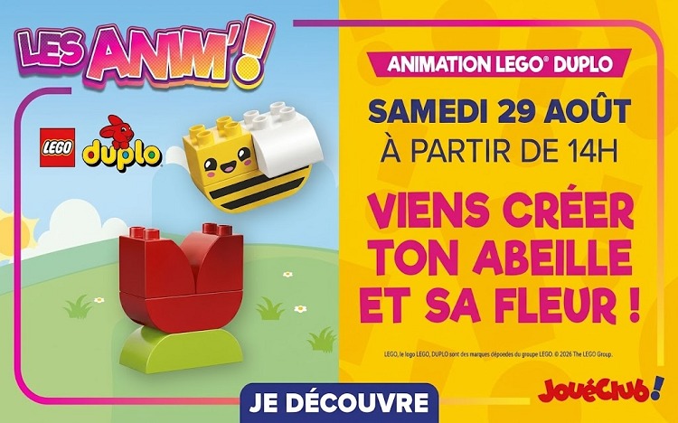 Bon plan: Atelier LEGO DUPLO gratuit chez JouéClub le 29 août : votre abeille offerte