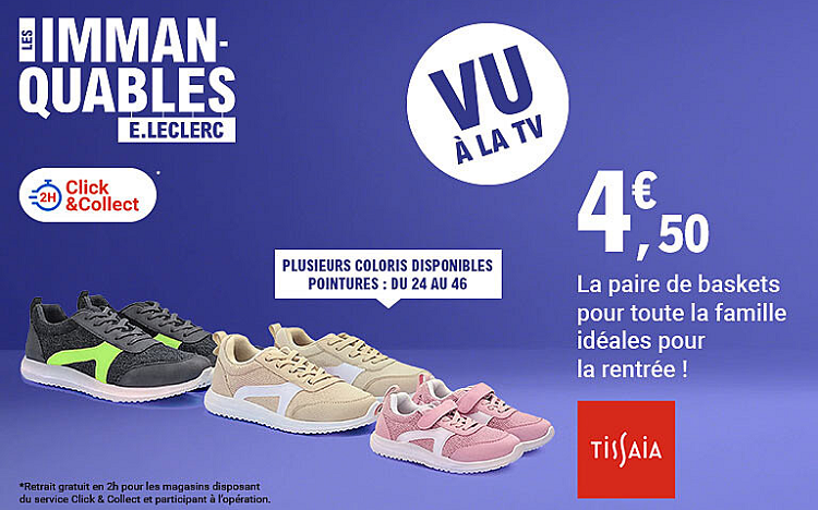 Bon plan: Baskets Tissaia à 4,50 € chez Leclerc : l'offre rentrée à saisir vite