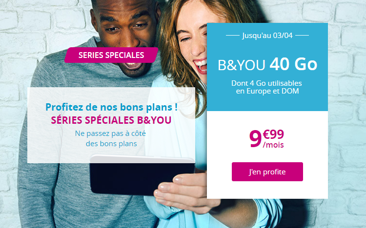 Bon plan: Bouygues Telecom: forfait mobile B&YOU 40 Go pour 9,99€/mois À VIE !