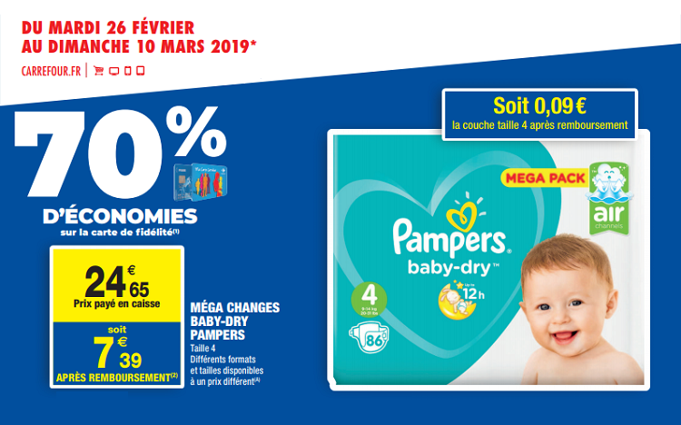 Bon plan: Carrefour Market : -70% sur les couches Pampers !