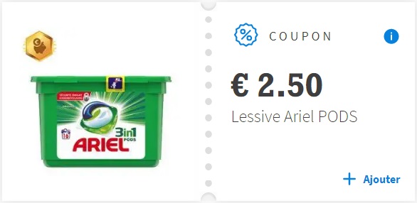 Coupon de réduction Lessive Ariel PODS
