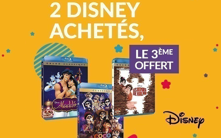 Promo Disney : 2 DVD & Blu-ray achetés = le 3ème offert 