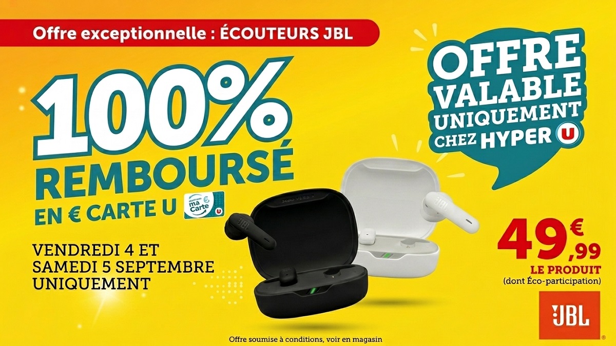 Bon plan: Écouteurs JBL Vibe Flex 2 gratuits chez Hyper U : 100% remboursés carte U