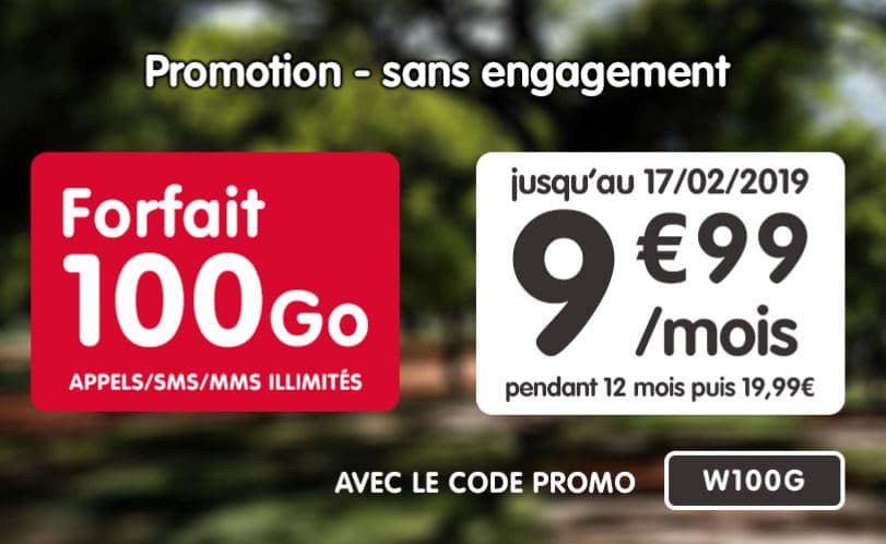 Forfait NRJ Mobile 100Go sans engagement à 9,99€