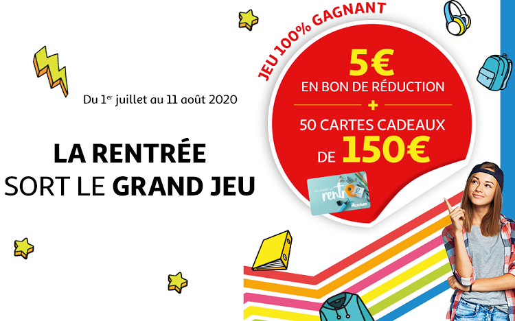 Bon plan: Jeu.auchan.fr/rentreedesclasses2020 : 100% gagnant !