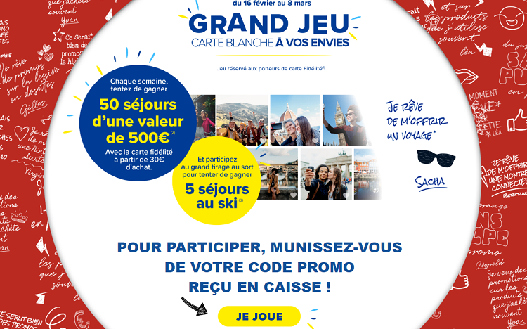 Bon plan: Votre CODE www.carrefour.fr/jeux-concours/carteblanche pour gagner des séjours