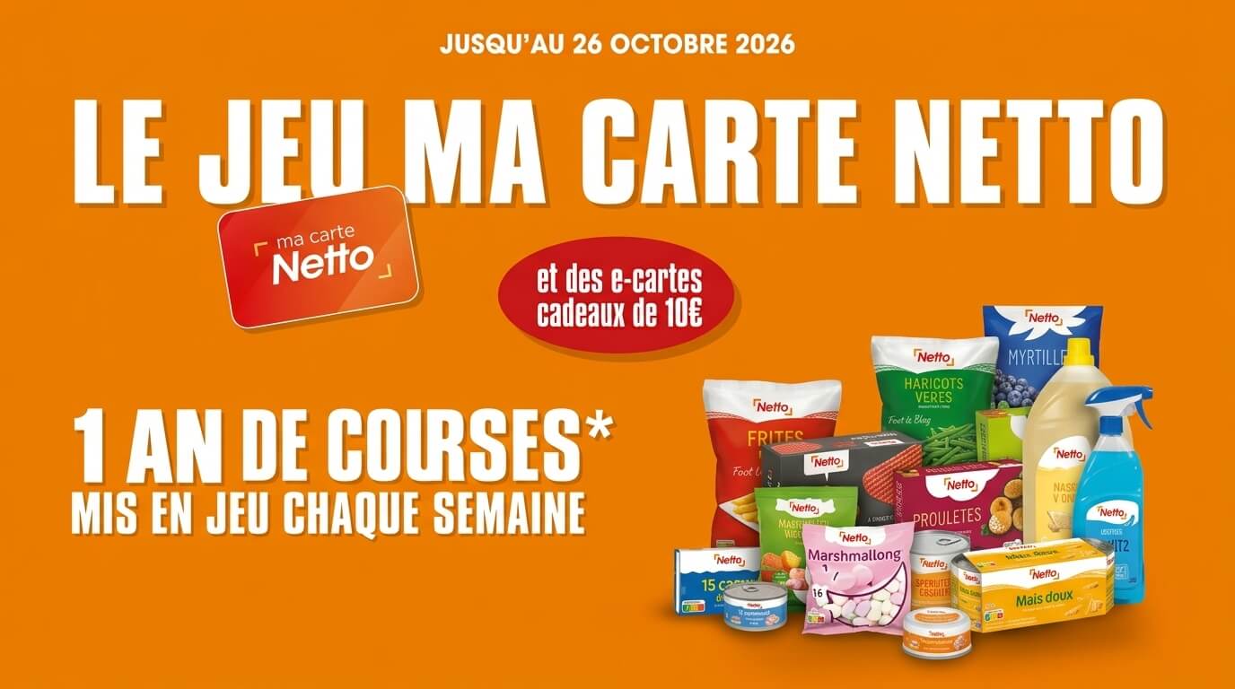 Bon plan: Jeu Ma Carte Netto (netto.fr/jeu-ma-carte) : 1 an de courses à gagner