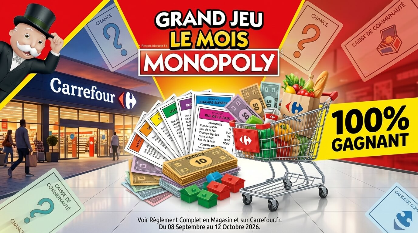 Bon plan: Le Mois Monopoly Carrefour : 21 millions de lots et un voyage à 60 000 €