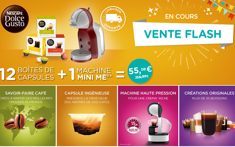 Machine à café Dolce Gusto offerte pour l'achat de 12 boîtes de capsules