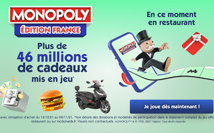 Monopoly McDo 2021 : 46 millions de cadeaux à gagner avec votre CODE !