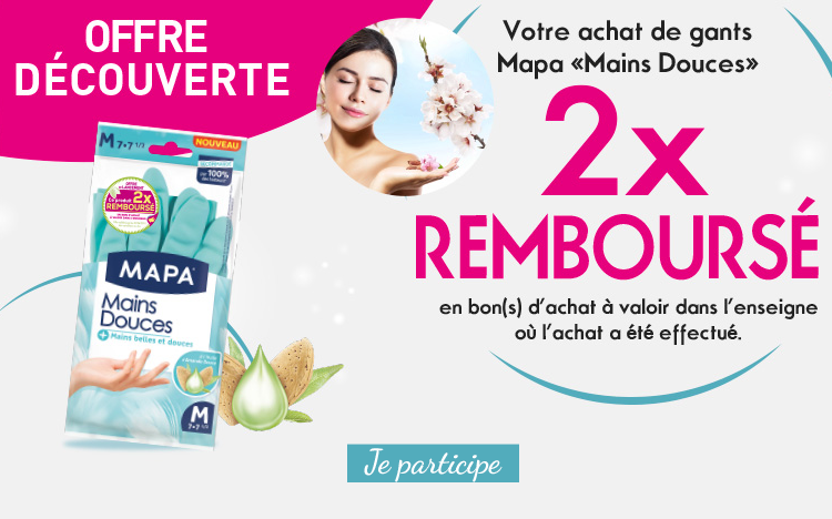 Offre Mapa : votre paire de gants de maison 2x remboursé en bon d'achat