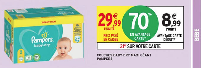 Promo Couches Pampers 70 Chez Intermarche Maxi Pack A 8 99