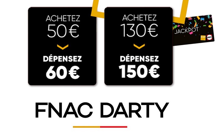 Soldes d'été : 20€ de réduction sur la carte cadeau Jackpot Fnac Darty 