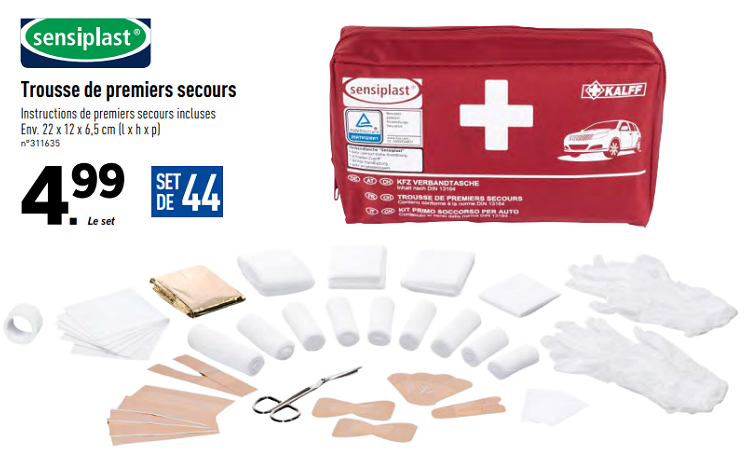 Bon plan: Trousse de premiers secours complète à 4,99€ seulement chez Lidl