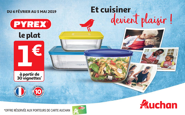 Vignettes Auchan : plat Pyrex à 1€ seulement!