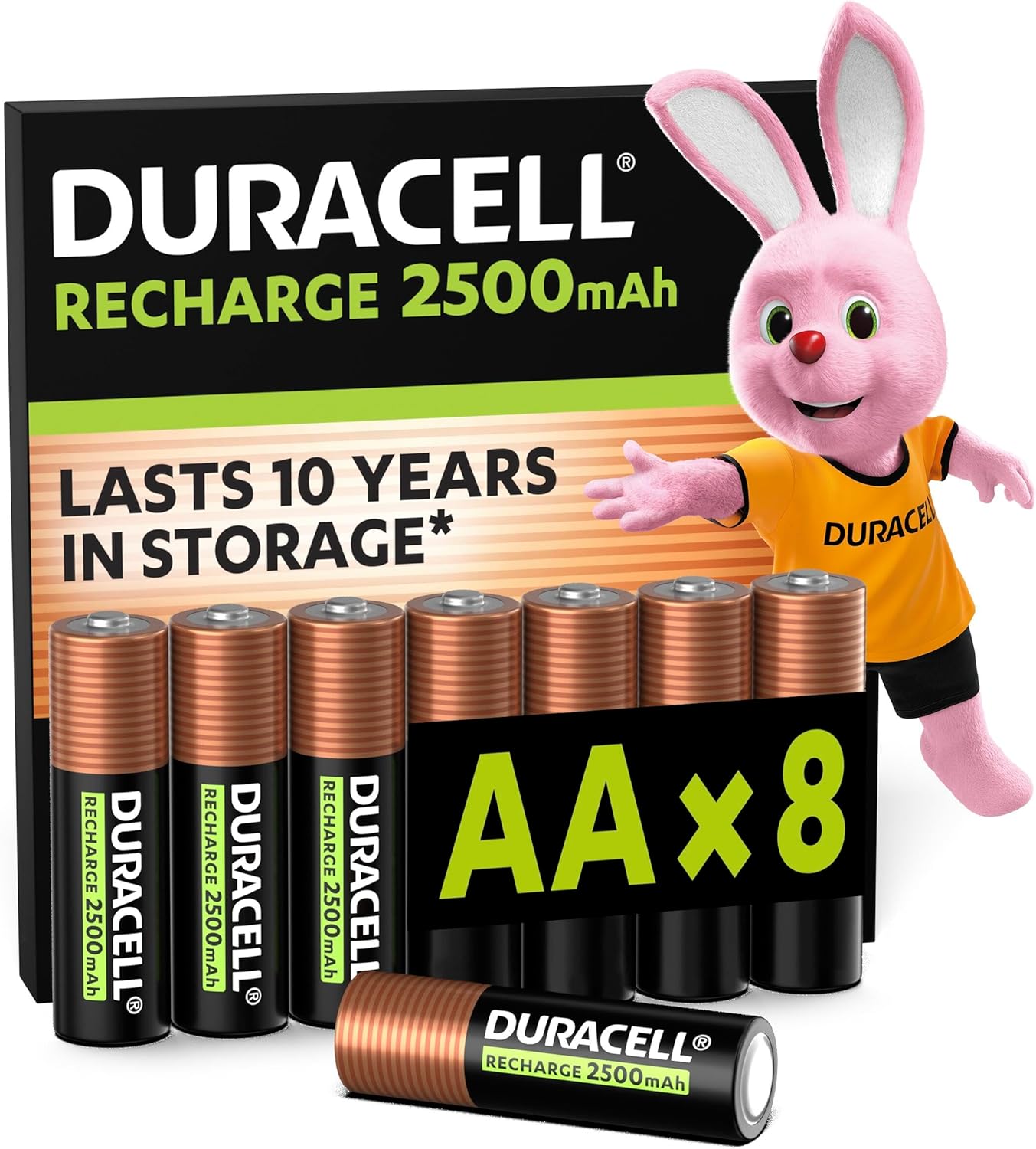 Lot de 8 piles AA rechargeables Duracell - 2500 mAh