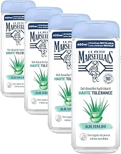 Lot de 4 flacons de Gel Douche Le Petit Marseillais  400ml  - Aloe Vera Bio