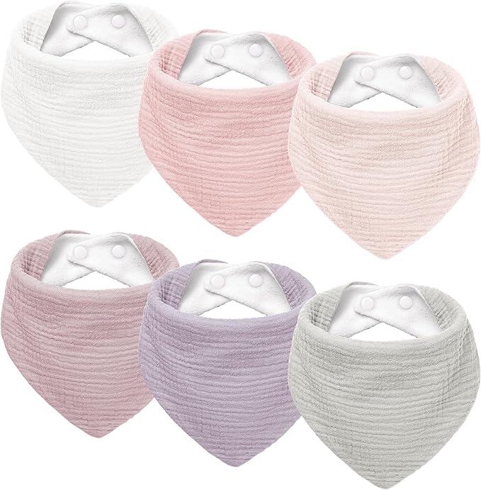 Lot de 6 bavoirs bandana bébé en mousseline Susurration