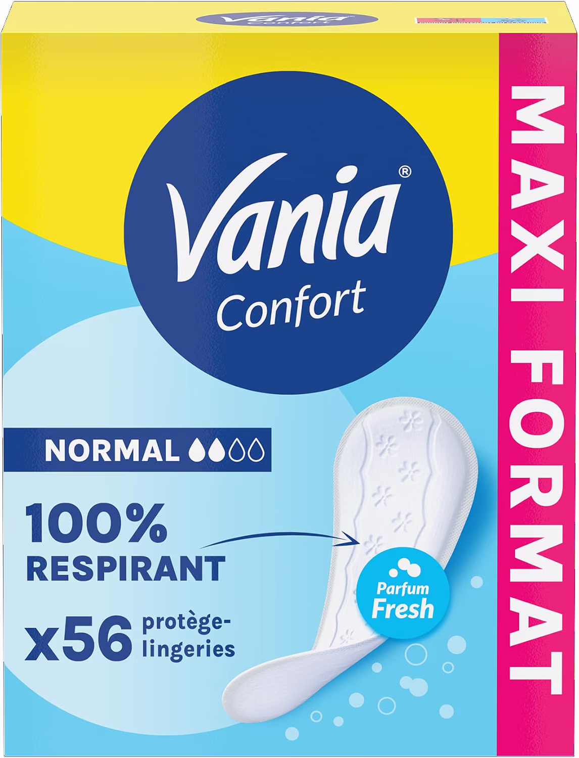 Vania Protège-Slips Confort Normal Parfum Fresh, boîte de 56 pièces