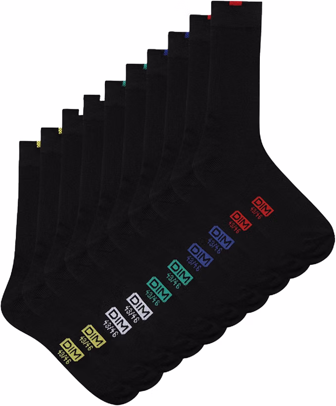 DIM Homme – Chaussettes x5 | Talons & Pointes Renforcés | Coton Doux Maille Fine | Confort Quotidien