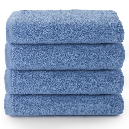 Serviettes de Bain - 4 Serviettes de Visage ou Bidet - 30 x 50 cm - 100% Coton - Lavande