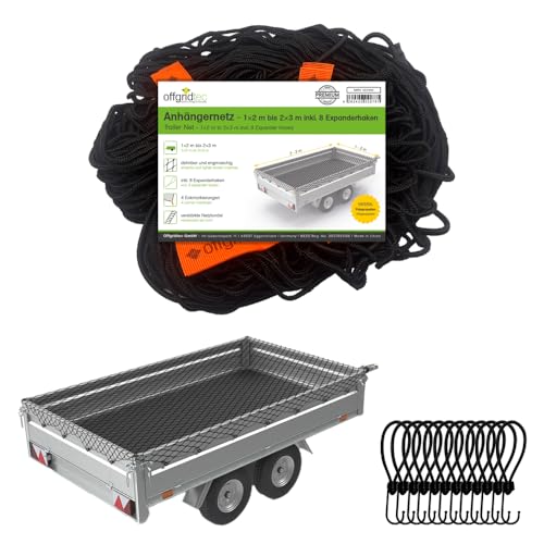 Filet d'Arrimage pour Remorque 1×2 m, Extensible jusqu'à 2×3 m