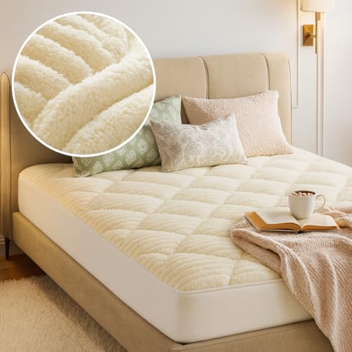 Novilla Drap Housse Polaire 140 x 190 cm - Surmatelas en Peluche Doux et Chaud