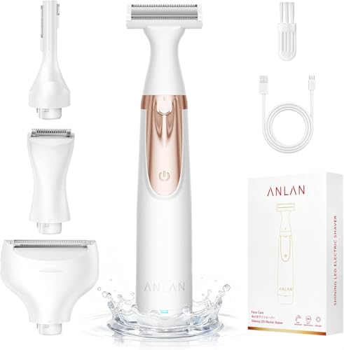 Rasoir Electrique Femme 4 en 1 ANLAN, éclairage LED, IPX6 Étanche