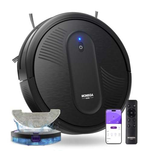 MONSGA Robot Aspirateur Laveur, 5000Pa Puissance, Corps Ultra-Mince