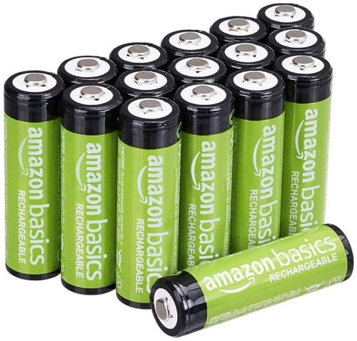 Amazon Basics Lot de 16 piles rechargeables AA NiMH, 2 000 mAh, 1,2 V, préchargées