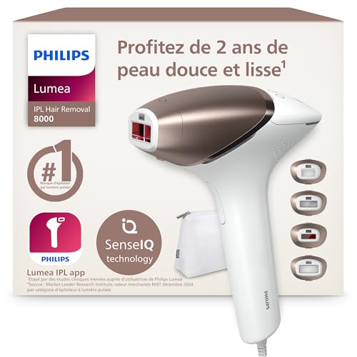 Philips Lumea série 8000, Épilateur à lumière pulsé, technologie SenseIQ, 4 accessoires, modèle BRI948/00