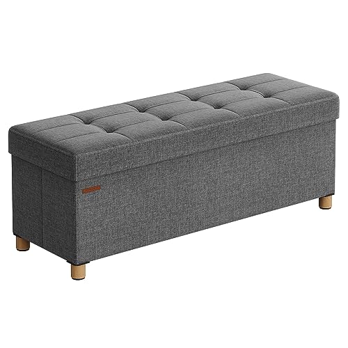 Banc de Rangement SONGMICS - Pliable, 38 x 110 x 40 cm - Bout de Lit Cubique avec Rangement - Charge jusqu'à 300 kg