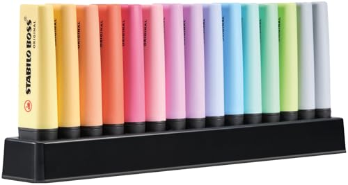 STABILO BOSS ORIGINAL Pastel - Surligneur - Set de bureau x15 surligneurs Pastel