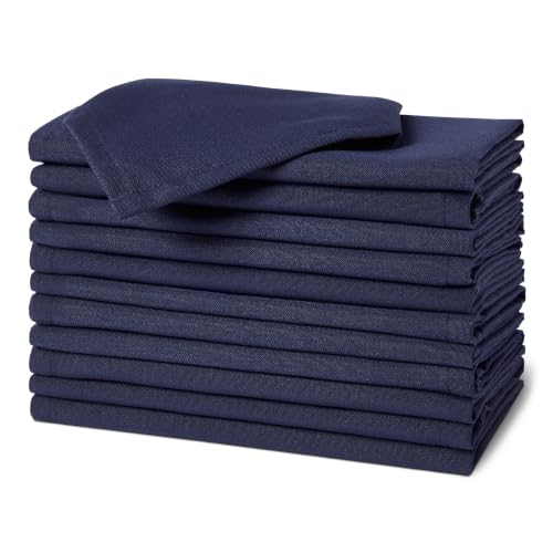 Serviettes de table en tissu - Antitaches et Infroissables - Lot de 12 - 43 x 43 cm, Bleu