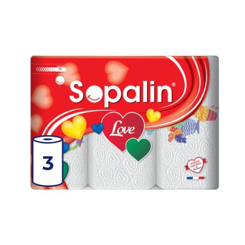 Sopalin Love, 3 Rouleaux d'Essuie-tout Cuisine, 2 Plis