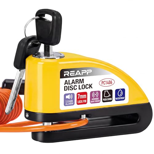 REAPP Antivol Moto Renforcé, Bloque Disque Alarme 110dB Bloc Haute Sécurité