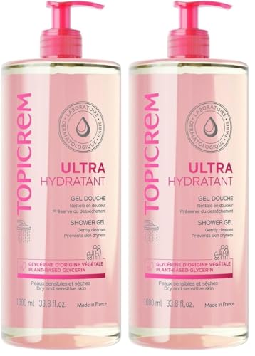 Topicrem -  Lot de 2 x 1000 ml - Ultra Hydratant Gel Douche - Nettoie en Douceur, Protège et Hydrate la Peau