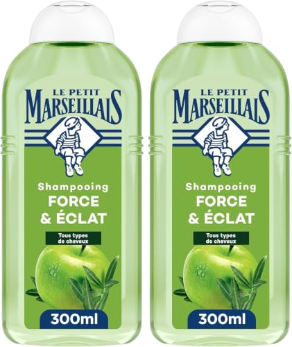 Le Petit Marseillais | Lot de 2 x 300 ml - Shampooing Force & Éclat Pomme & Olivier Bio