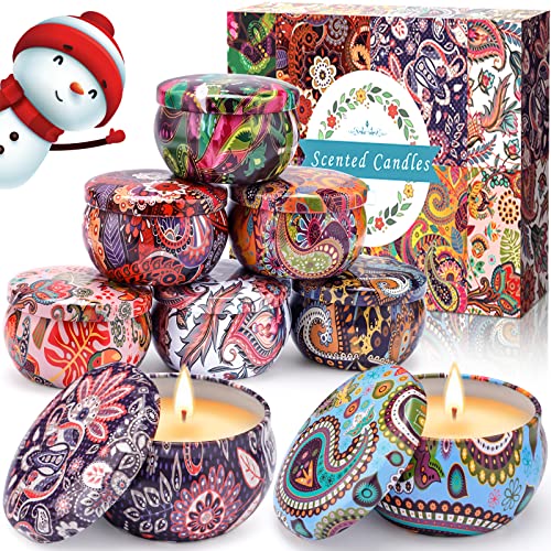Boîte Cadeau de 8 Bougies Parfumées Aromatiques -  100% Cire de Soja Naturelle