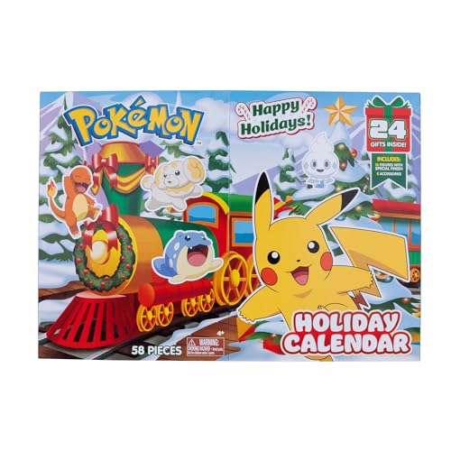 Pokémon Calendrier de l'Avent – Comprend 16 figurines de combat de 5,1 cm avec finition spéciale et huit accessoires uniques