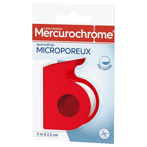 Mercurochrome - Sparadrap Peau Sensible, Hypoallergénique - 5m x 2,5cm