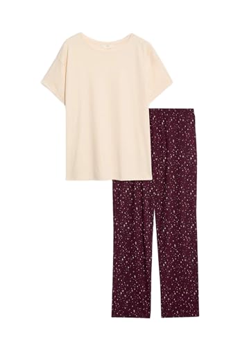 Marks & Spencer - Pyjama en Coton avec imprimé - Haute Teneur en Coton, Coupe Standard, Taille Élastiquée