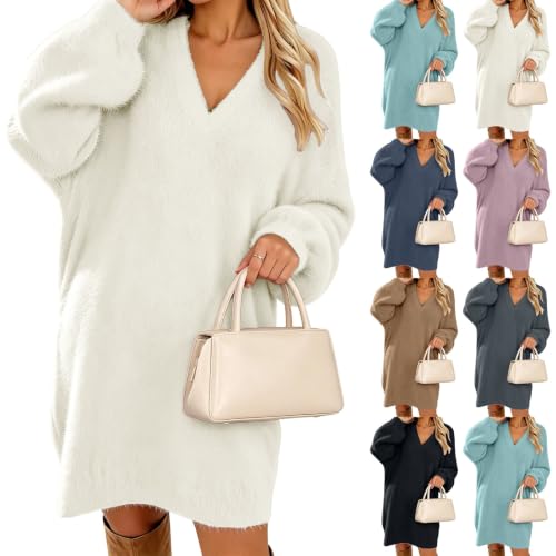 Robe Polaire Femme - Chic et Élégante - Robe Col V Chaude et Douce