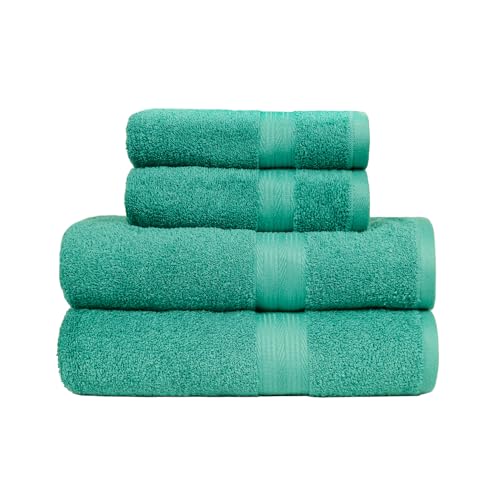 Set de Bain 4 Pièces - 100% Coton Anti-décoloration - 2 Draps de Bain + 2 Serviettes de Toilette