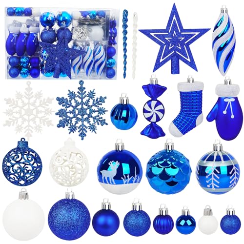 Miaikoe 135 pièces Boule de Noël Ornements Ensemble, Boule de Noël pré - attaché en Plastique incassable Arbre de Noël Pendentif Ornements Fête de Noë