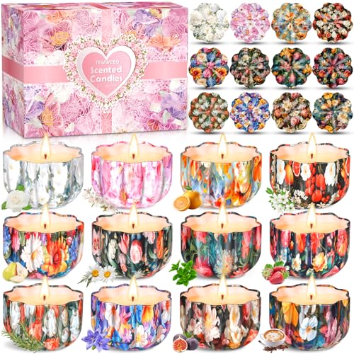 Lot de 12 Bougies Parfumées de Noël, 100% Cire De Soja Naturel