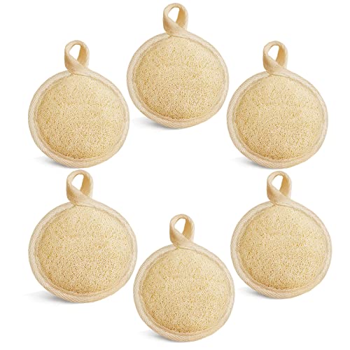 Gommage exfoliant en luffa - Lot de 6 brosses éponges démaquillantes nettoyantes manuelles, tampon éponge en luffa naturel