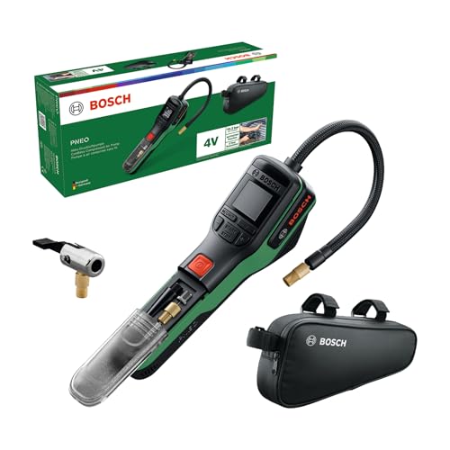 Bosch PNEO Pompe à air sans Fil (INCL. Jeu d'adaptateurs de Pression, Batterie 4V et Sacoche de vélo)